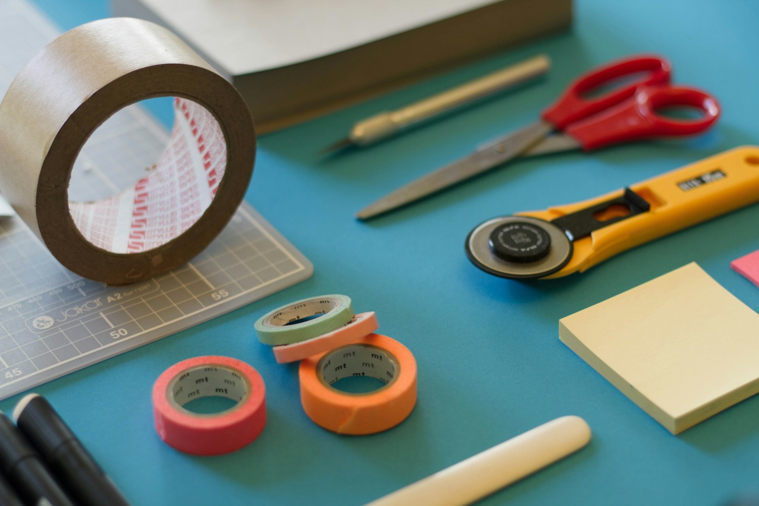 A workspace with tools and materials